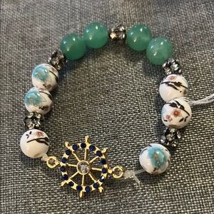 Elegant Gold and Blue Beaded Bracelet